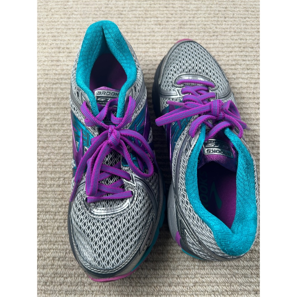 Brooks Adrenaline GTS 17 Running Shoes Womens 7 Silver Purple Teal - Picture 12 of 13